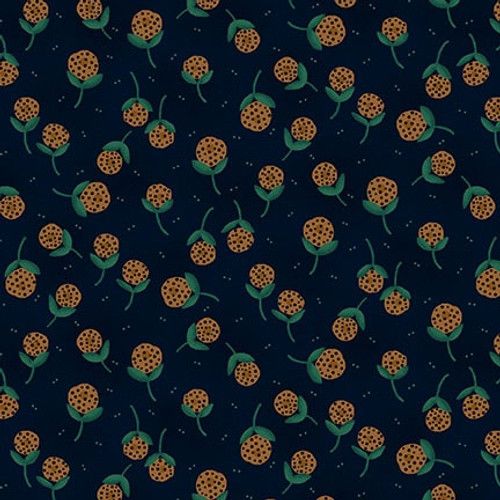 Scraps of Kindness Dandelion Orbs Navy Kim Diehl Henry Glass Cotton Fabric