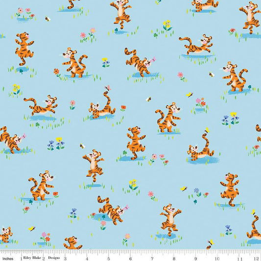 100 Aker Woods Tigger Bounce Sky Jill Howarth Riley Blake Designs Cotton Fabric RB-C15173-SKY