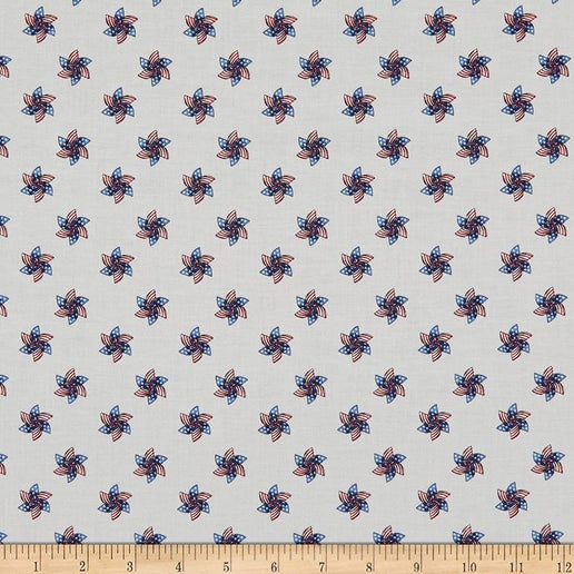 Teddy's America Wind Spinner Pinwheel Ecru Robert Giordano Henry Glass Cotton Fabric