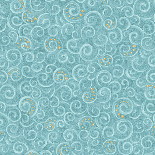 12 Days of Christmas Motion Teal Nancy Halvorsen Benartex Cotton Fabric BE-17275-84