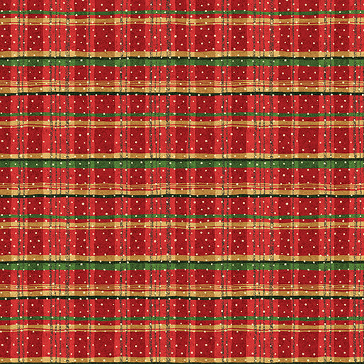 12 Days of Christmas Plaid Red Nancy Halvorsen Benartex Cotton Fabric BE-17273-10