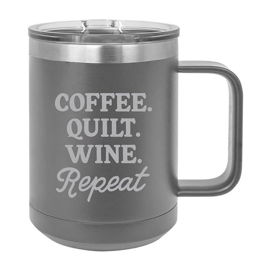 15oz Mug Coffee Quilt Wine Grey Wholesale Boutique TWB-15-CQW-GREY