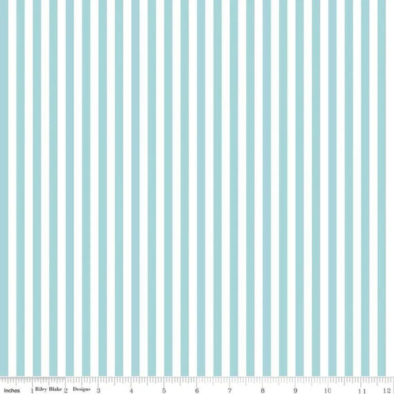 1/4" Stripes Aqua Riley Blake Designs Cotton Fabric RB-C555-Aqua