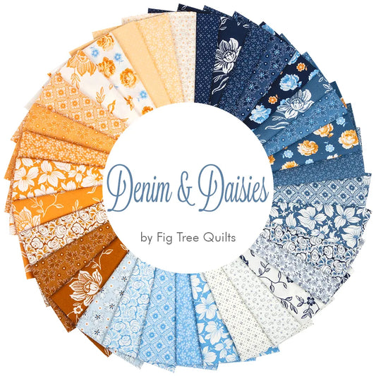 Denim & Daisies Fat Quater Bundle 18"x21" 34 pcs Fig Tree Co. Moda Cotton Fabric MD-35380AB