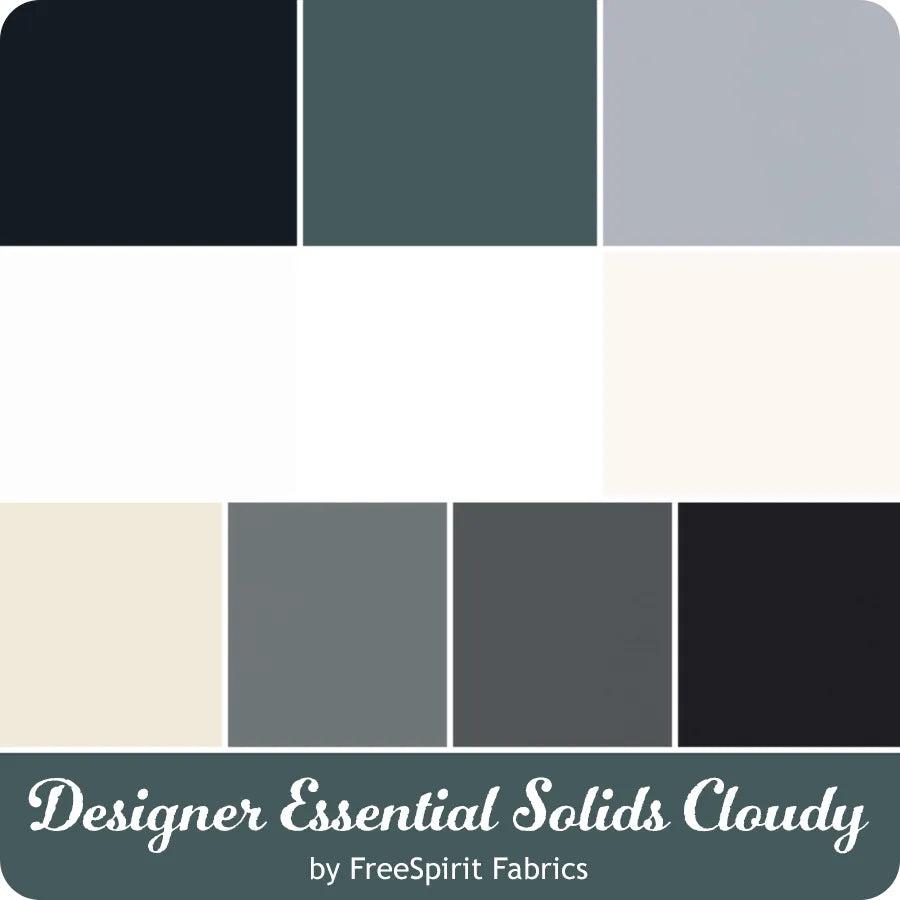 Designer Essentials Solids Cloudy Fat Quarter Bundle 18"x21" 10pcs Free Spirit Cotton Fabric FS-FB4FQDE.CLOUDY