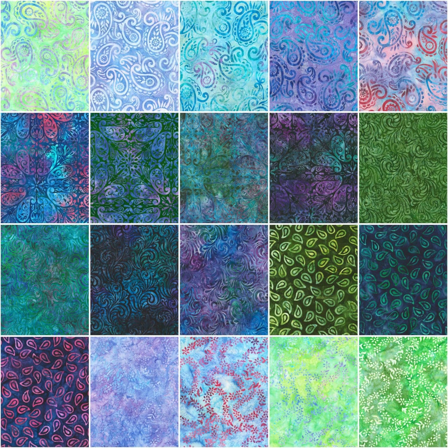Artisan Batiks Paisley Bouquet 5" Squares 42pcs Lunn Studios Robert Kaufman Cotton Fabric RK-CHS-1276-42