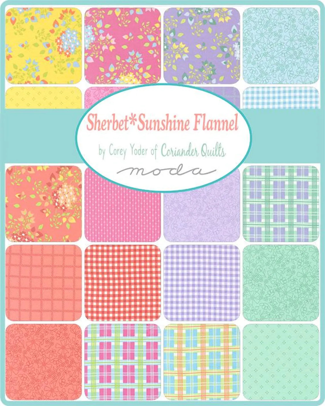 Sherbet Sunshine Flannel 10" Squares Layer Cake 42pcs Corey Yoder Moda Cotton Flannel Fabric MD-29220LCF