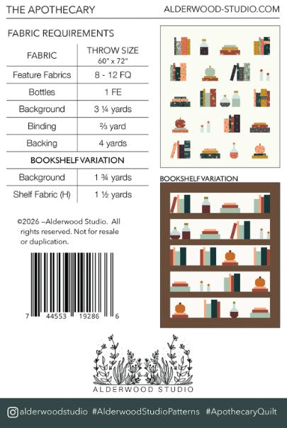 The Apothecary Quilt Pattern Alderwood Studio Riley Blake Designs RB-P202-APOTHECARY