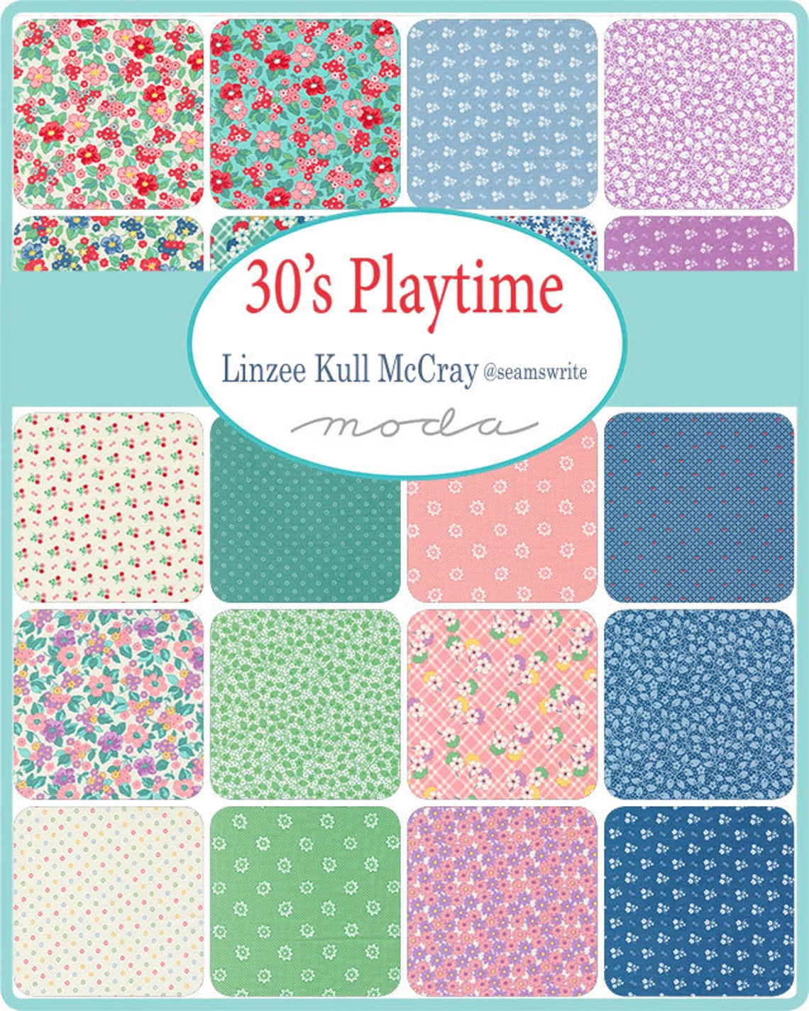 30s Playtime 5" Squares Charm Pack Linzee McCray Moda Cotton MD-33750PP