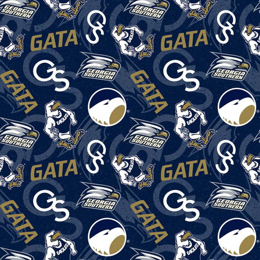 Georgia Southern Eagles NCAA College Tone on Tone Sykel Cotton Fabric GSO-1178