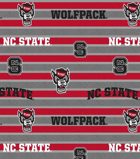 North Carolina State Wolfpack NCAA College Polo Stripe 58" Sykel FLEECE Fabric NCSU-1151