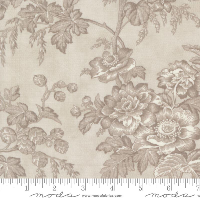 3 Sisters Favorites Vintage Linens Florals Silver Grainy 3 Sisters Moda Cotton Fabric