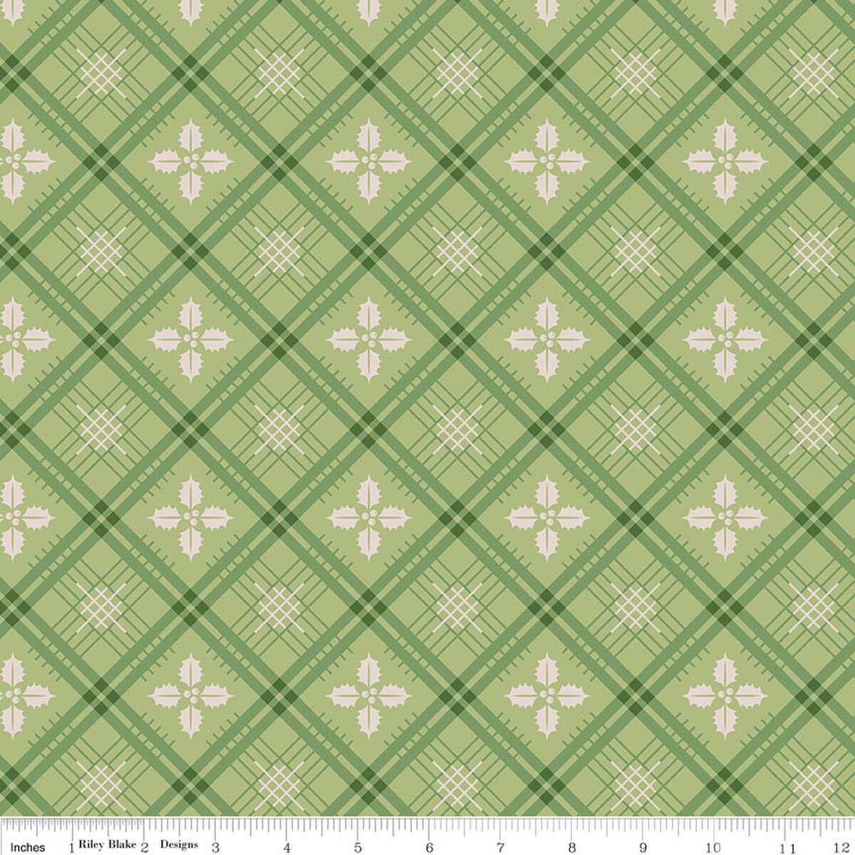 (3-YARD PACKAGE) Home Town Holiday 108" Wideback Holly Lettuce Lori Holt Riley Blake Designs Cotton Fabric RB-3YD-WB14927-LETTUCE