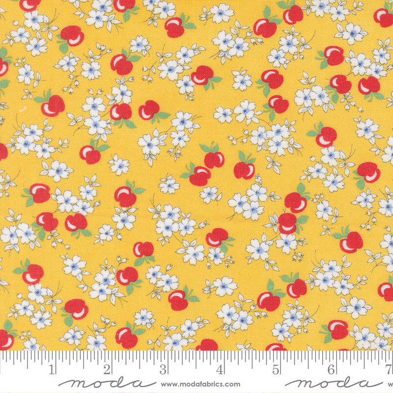 30s Playtime Apple Blossom Florals Sunshine Yellow Linzee McCray Moda Cotton Fabric MD-23371-15