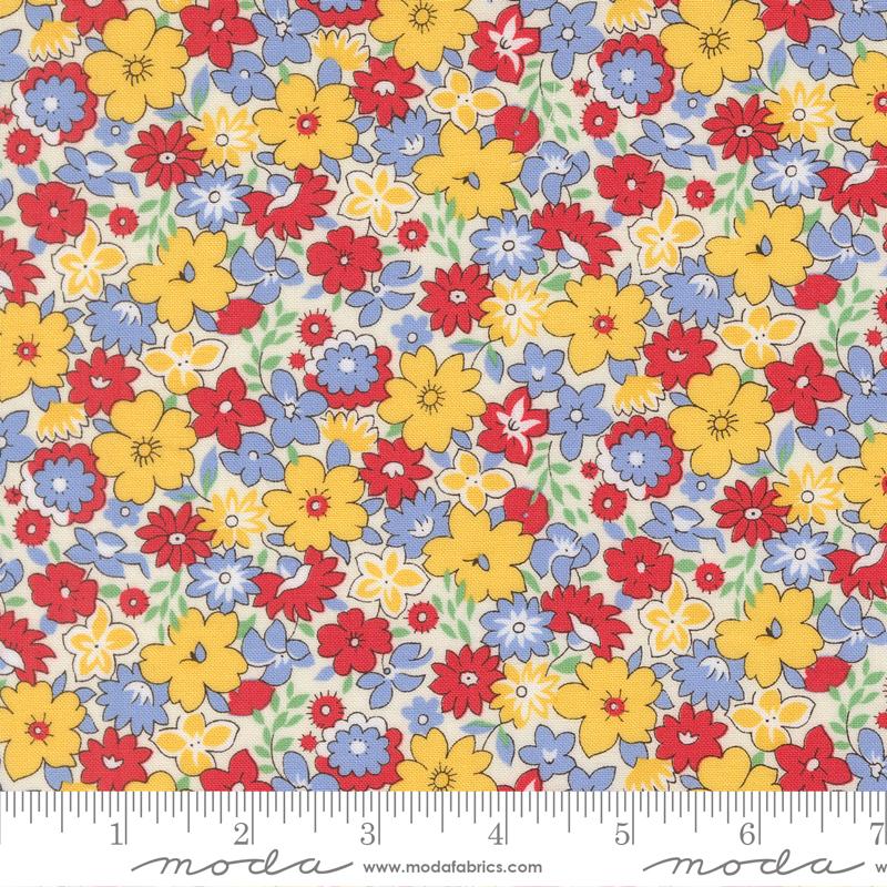 30s Playtime Bouncy Florals Primary Multi Linzee McCray Moda Cotton Fabric MD-23370-11