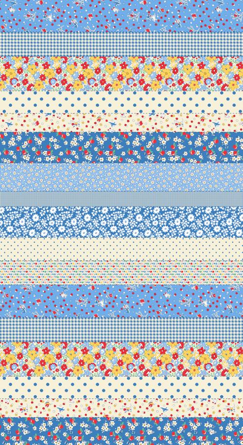 30s Playtime Cheater Strips Scrappy Bluebell Dark Blue Linzee McCray Moda Cotton Fabric MD-23380-12
