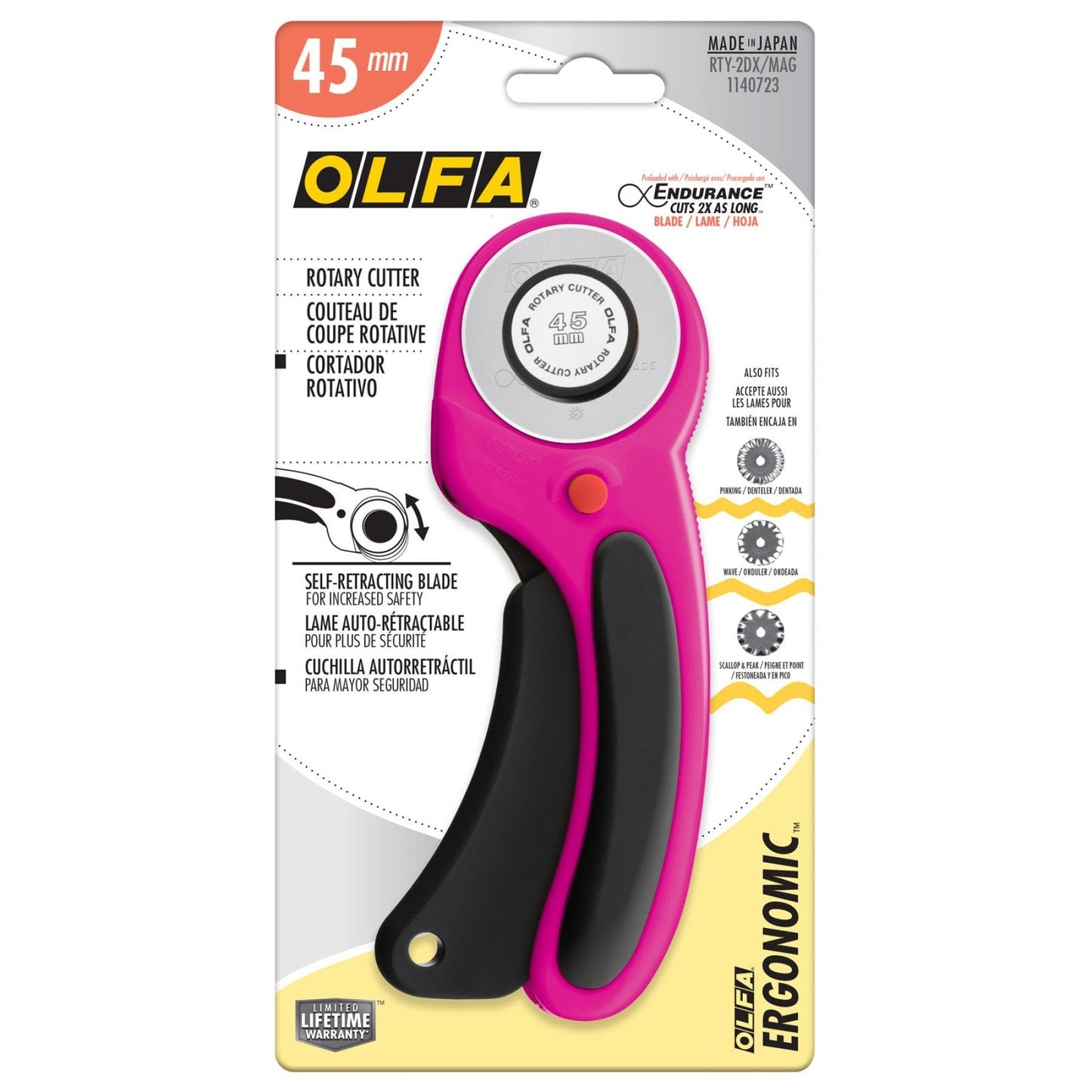 40mm Ergonomic Rotary Cutter Magenta Pink Olfa