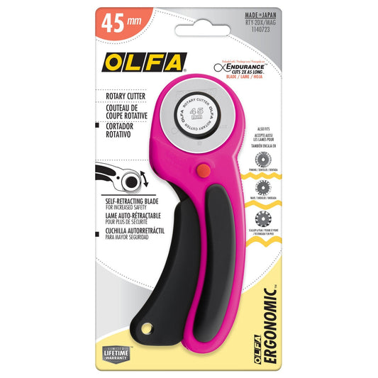 40mm Ergonomic Rotary Cutter Magenta Pink Olfa