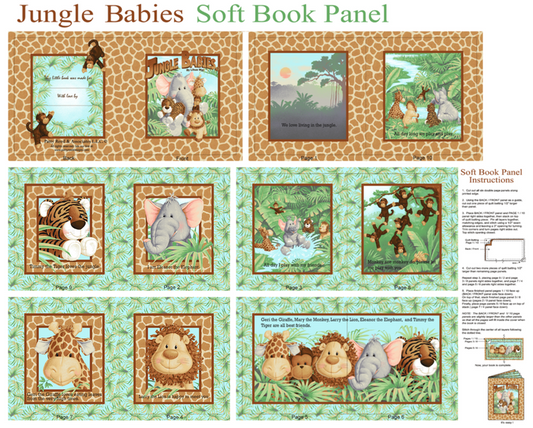 Jungle Babies Soft Book Panel 36" Fabric Traditions Cotton Fabric FAT-4541-B