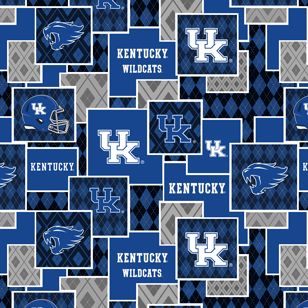 Kentucky Wildcats NCAA College Argyle Boxes Sykel Cotton Fabric SYK-KY-1371