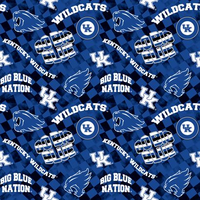 Kentucky Wildcats NCAA College Check Allover Sykel Cotton Fabric KY-1370