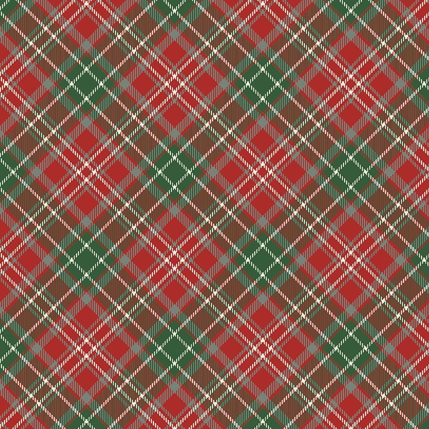 Let it Snow Christmas Plaid Red Gail Cadden Timeless Treasures Cotton Fabric