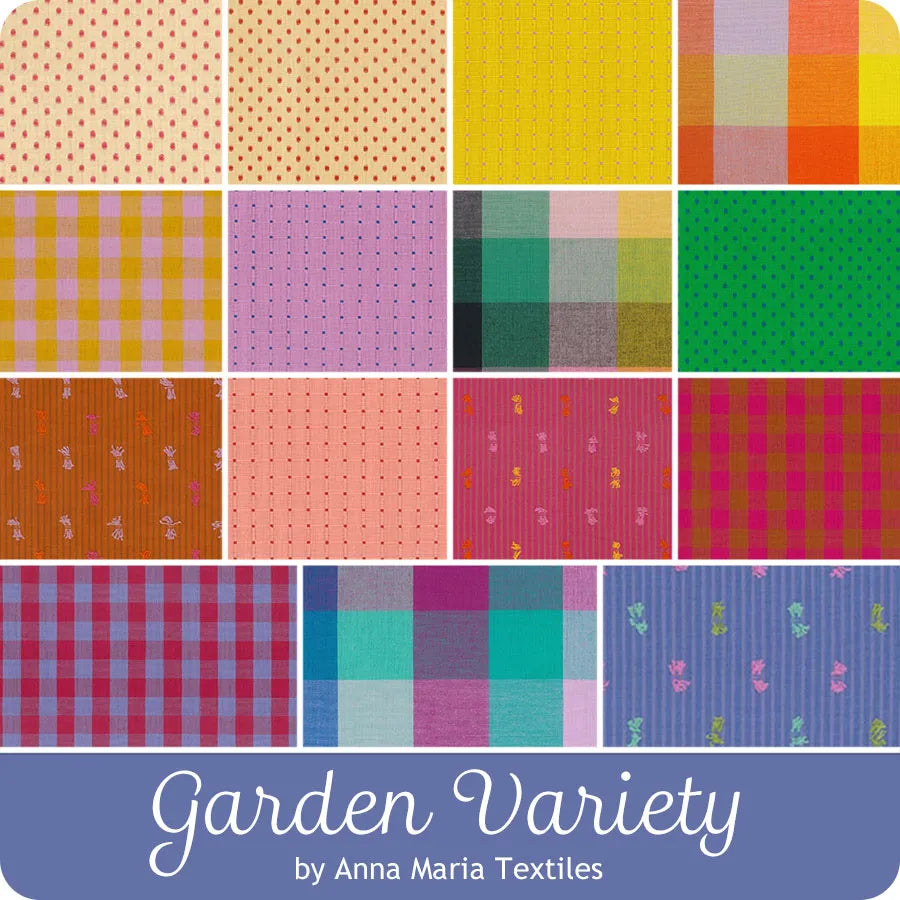 Garden Variety Fat Quarter Bundle 18"x21" 15pcs Anna Maria Parry Northcott Cotton Fabric NC-FQGARDEN15-10V