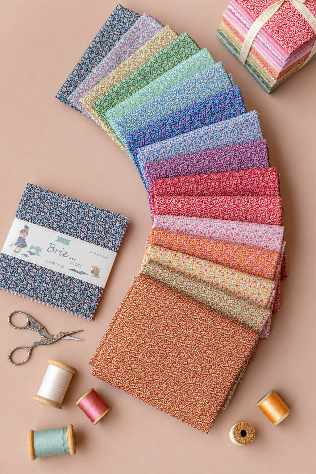 Tilda Brie Basics 5" Squares Charm Pack 32 pcs Tone Finnanger Tilda Fabrics Cotton Fabric TIL-300273