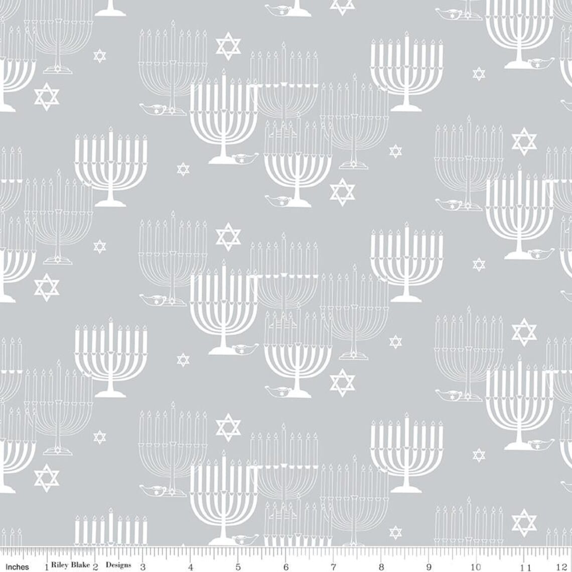 8 Nights 8 Lights in Silver designed by Tara Reed for Riley Blake Designs 44 inches wide 100% Cotton Quilting Fabric RB-C16420-SILVER | US Fabric Shop