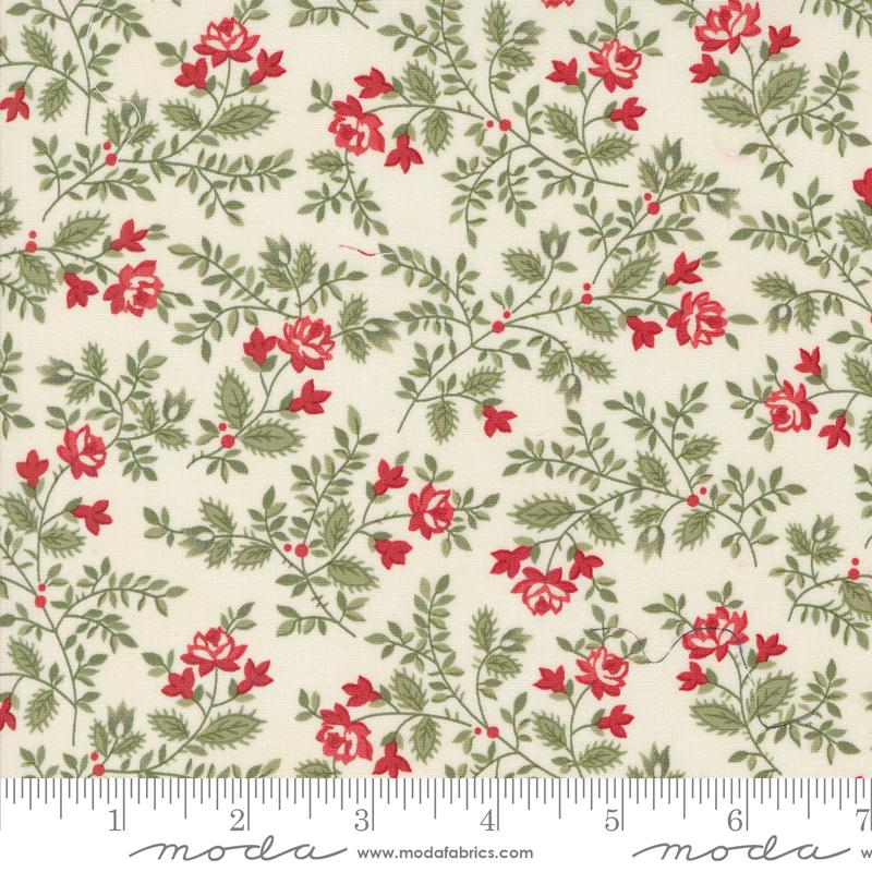 A Christmas Carol Silent Night Small Floral Snowflake Cream Multi 3 Sisters Moda Cotton Fabric