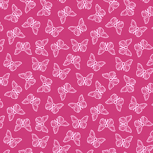 A Pink Celebration Small Butterfly Toss Pink Lilac Bee Designs Studio E Cotton Fabric SE-7310-22