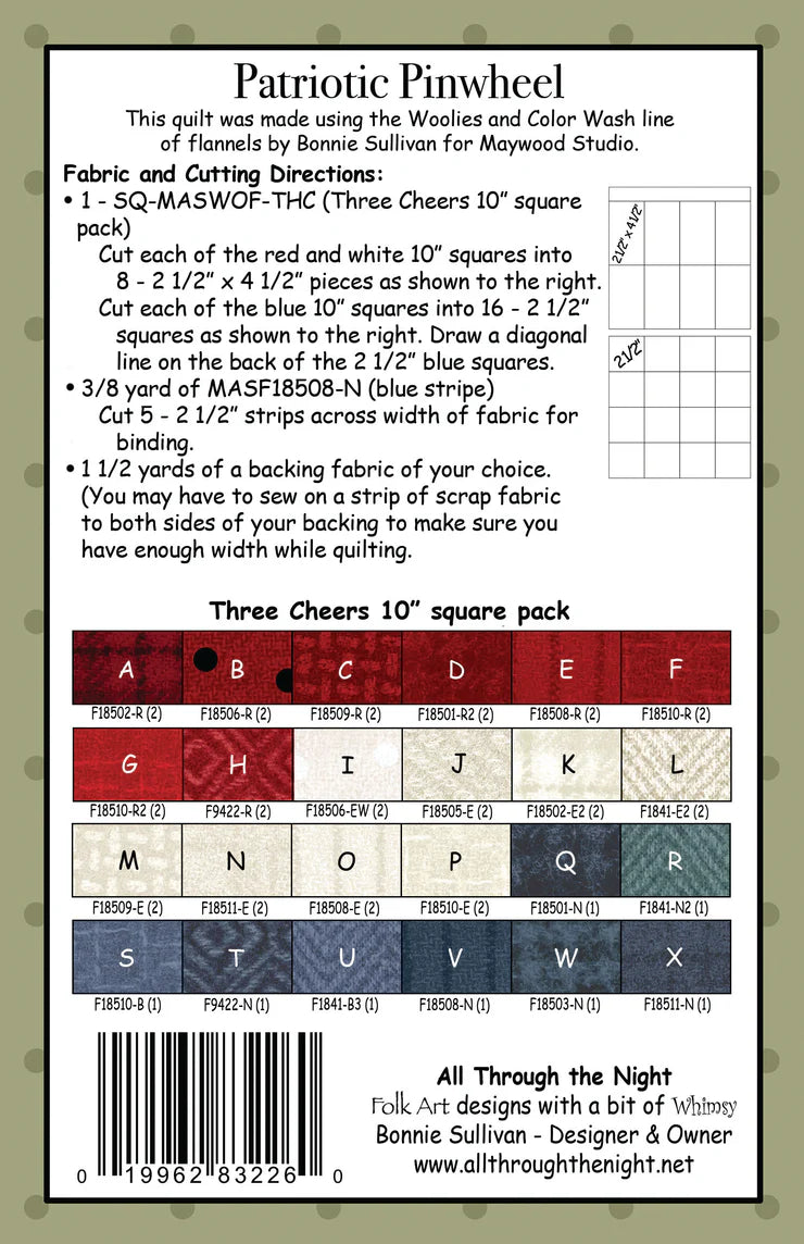 Patriotic Pinwheel Quilt Pattern Booklet ATN-2109
