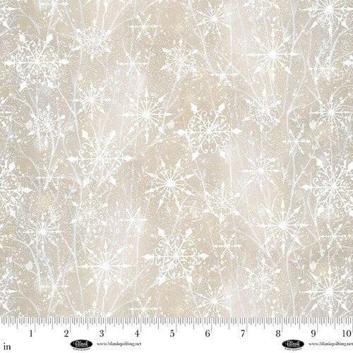 A Purr-fect Holiday Season Snowflakes Toss Sand Louise Kay Designs Blank Quilting Cotton Fabric BQ-4063-44