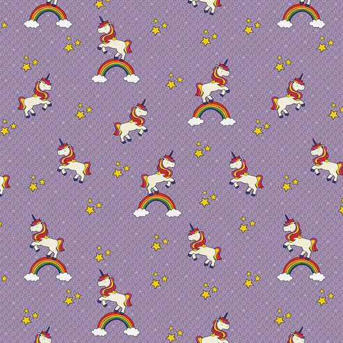 A Royal Fairytale Unicorn on Rainbow Purple Paintbrush Studio Cotton Fabric PBS-120-23537