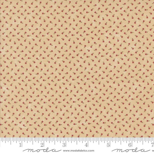 A Vintage Christmas Bells Ribbon Holly Tan Multi Kansas Troubles Quilters Moda Cotton Fabric MD-9781-11