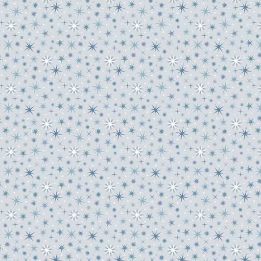 A Winter's Moon Twinkling Stars Light Silver Lewis & Irene Cotton Fabric LI-A948A