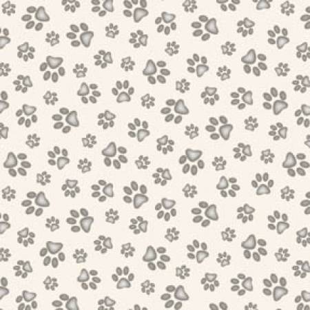 Animal Paw Print Cream Adorable Pets Collection Elizabeth's Studio Cotton Fabric ES-181E-CRM