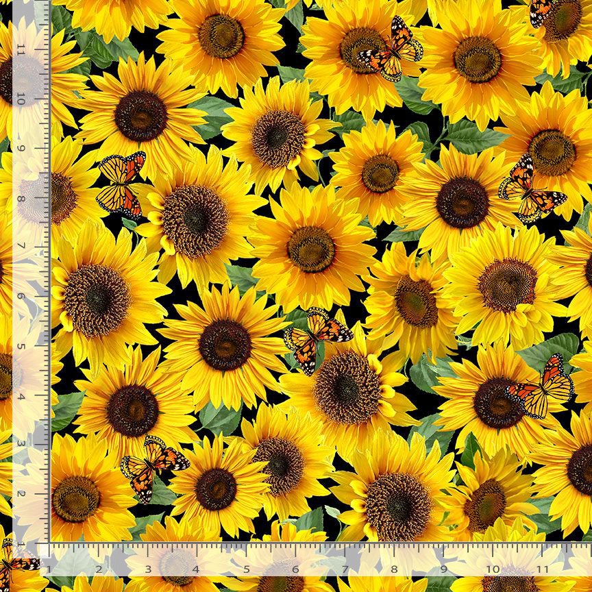 Advice From A Sunflower Packed Sunflower and Butterflies Yellow Timeless Treasures Cotton Fabric TT-FLEUR-CD2925-YELLOW
