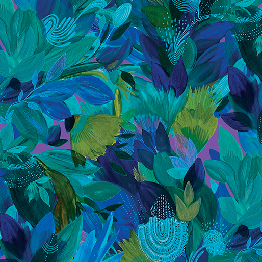 Affinity Exotica Turquoise Danielle Duer Benartex Cotton Fabric BE-16685-84