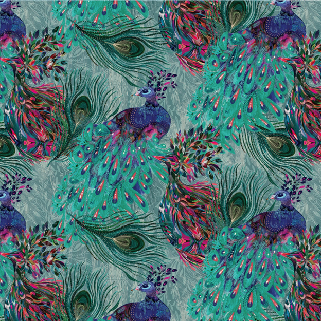 Affinity Peacock Teal Multi Danielle Duer Benartex Cotton Fabric BE-16681-99