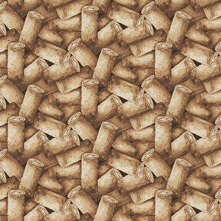 After Five Packed Cork Brown Mary Beth Baker Henry Glass Cotton Fabric