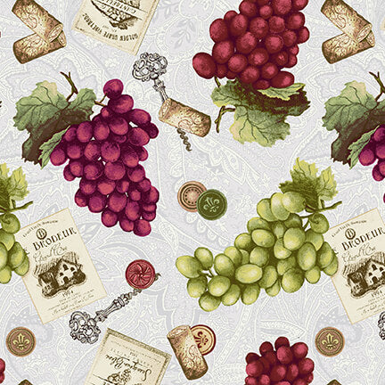 After Five Tossed Grapes Multi Mary Beth Baker Henry Glass Cotton Fabric HG-343-86