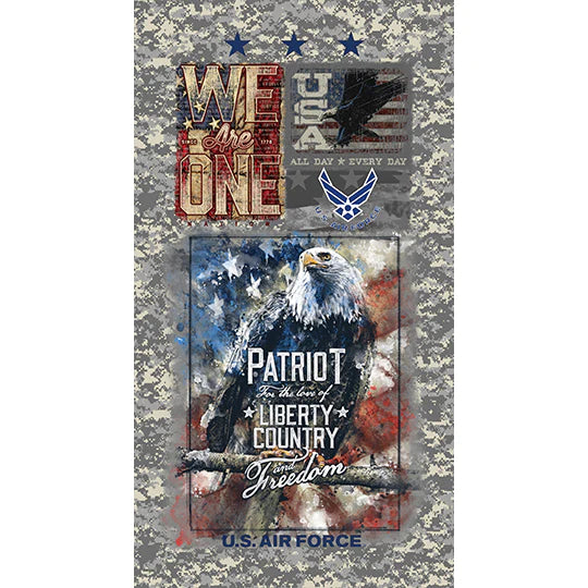Air Force Armed Forces Military Panel 24" Sykel Cotton Fabric