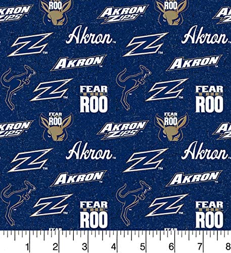 Akron Zips NCAA College Tone on Tone Design Cottton Fabrics AKRON-1178