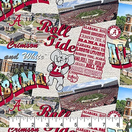 Alabama Crimson Tide NCAA Bama Scenic Map Design Cotton Fabric AL-1212