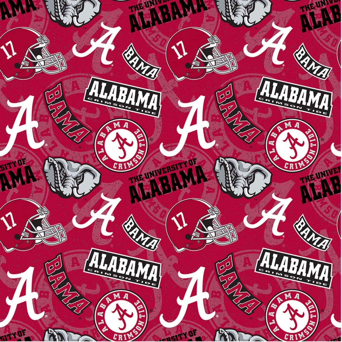 Alabama Crimson Tide NCAA College Tone on Tone Sykel Cotton Fabric AL-1178