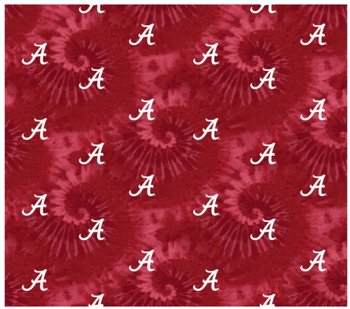 Alabama Crimson Tide NCAA College Bama Tie Dye Design Cotton Fabric AL-1316
