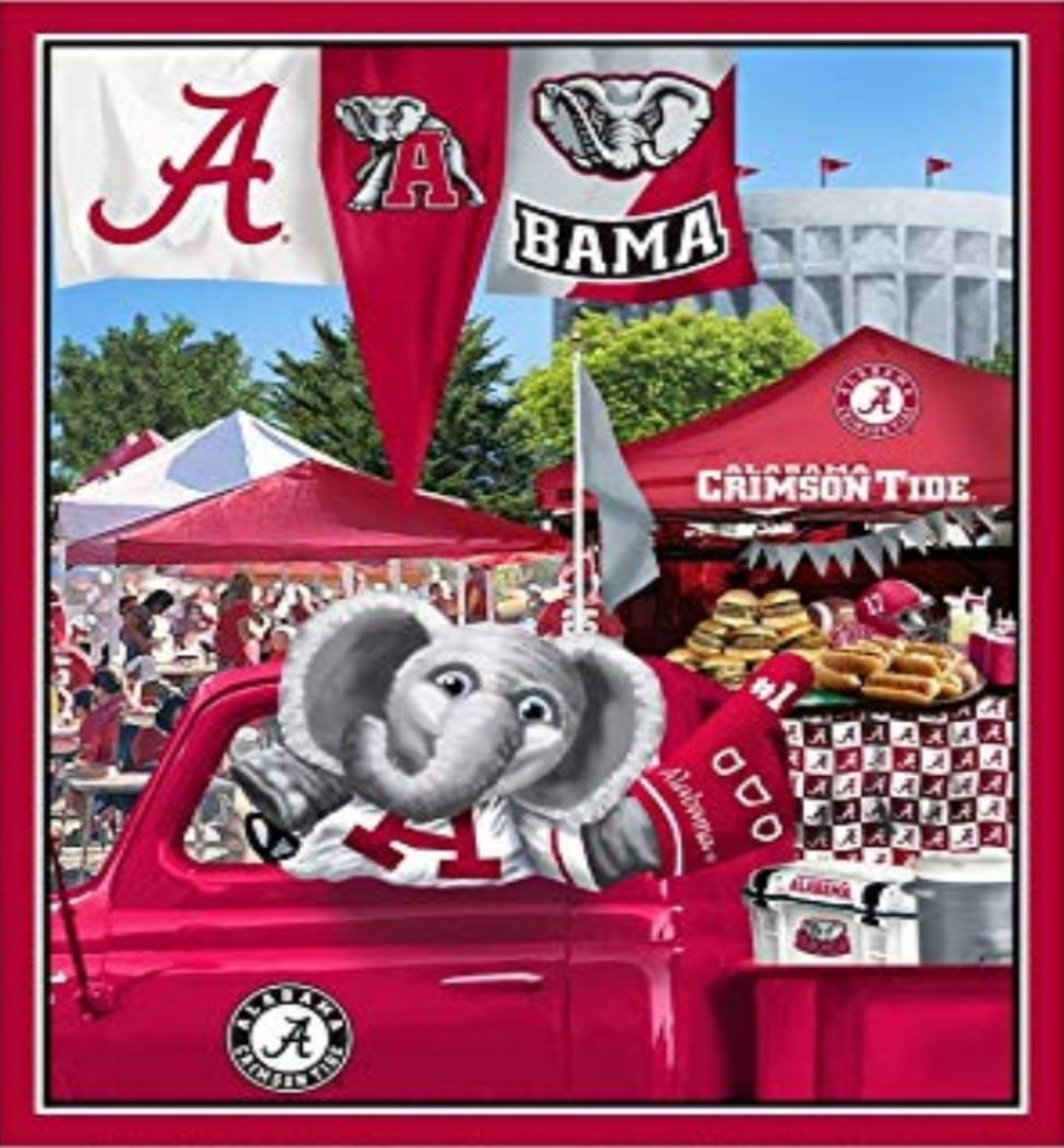 Alabama Crimson Tide NCAA College Tailgate Panel Sykel 36" Cotton Fabric AL-1157