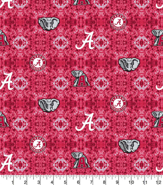 Alabama Crimson Tide NCAA College Tie Dye Design FLANNEL Fabric AL-1191