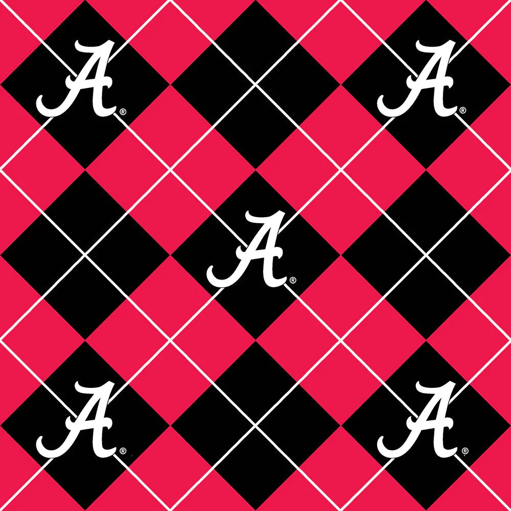 Alabama Crimson Tide NCAA College Argyle Sykel 58" Sykel FLEECE Fabric AL-095